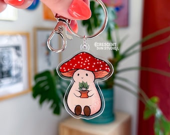 Mushroom Acrylic Keychain, Plant Lover Mushroom Bag Charm