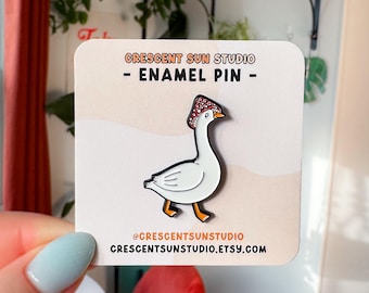 Goose Enamel Pin, Cute Mushroom Enamel Pin, Double Backed Soft Enamel Pin, Backpack Accessory, Lanyard Pin, Lapel Pin, Silly Goose Pin
