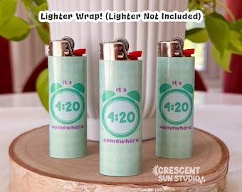 Wrap sticker aansteker stoner, It's 4:20 Somewhere, schattige aansteker sticker aansteker | Past op standaard BIC-aansteker (alleen inclusief aanstekerfolie)
