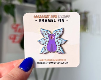 Biblically Accurate Cat Angel Enamel Pin, Kawaii Cat Seraphim Pin, Fantasy Lover Gift, Backpack Hat Lapel Tote Accessory