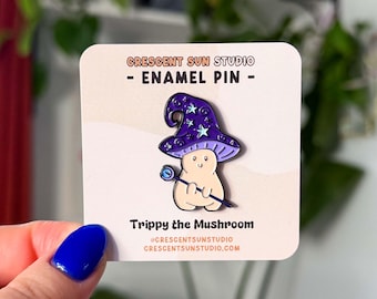 Trippy the Wizard Mushroom Enamel Pin, Goblincore Magical Mushroom Pin, Fungi Friend, Fantasy Lover Gift, Backpack Hat Tote Accessory