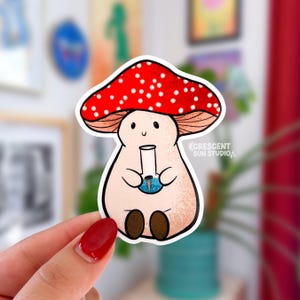 Mushroom Stoner Sticker, 420 Water Bottle Sticker, Smoke Buddy Laptop Sticker, Waterpipe Sticker, Cute Rolling Tray Sticker, Pothead Gift