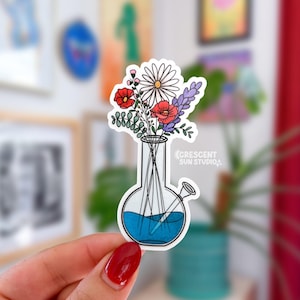 Stoner Sticker, Waterpipe Flower Vase Water Bottle Sticker, Pothead Laptop Sticker, Stoner Best Friend Gift, Subtle Stoner, Stash Box Decal