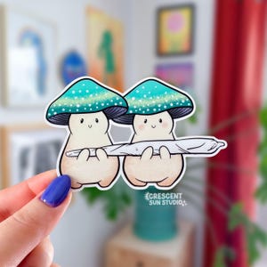 Stoner Mushroom Sticker, Pothead Water Bottle Sticker, 420 Cannabis Sticker, Joint Rolling Tray Sticker, Stoner Gifts, Original Artwork