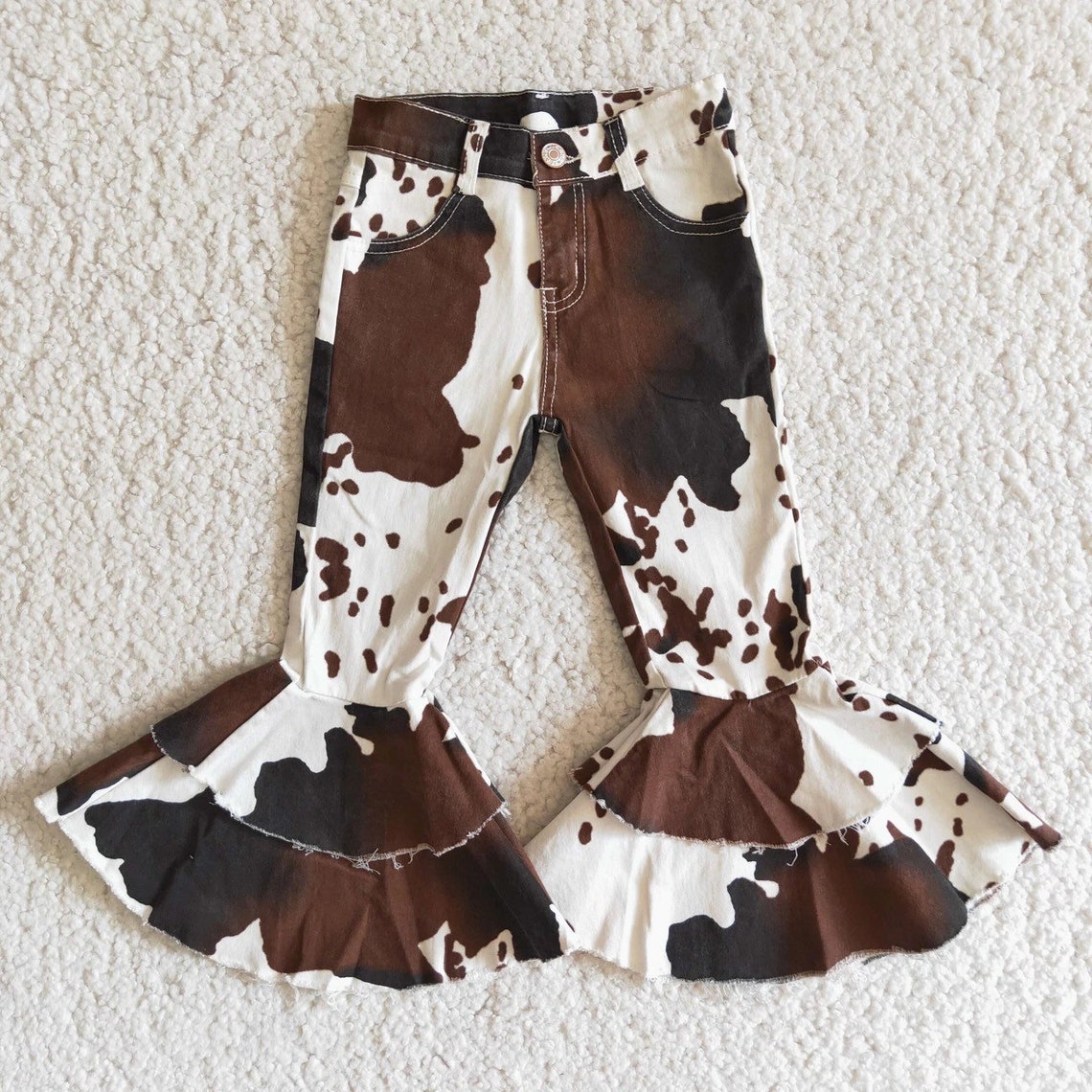 Cow Print Bell Bottoms Denim Cow Print Jeans Cow Print Bell Etsy