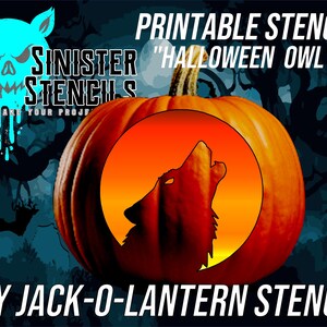 Instant Download Pumpkin Stencil: Printable &quot;Halloween Howling Wolf&quot; Jackolantern Stencil for Pumpkin Carving - Easy DIY Halloween Decor