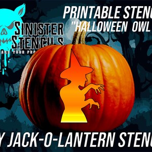Instant Download Pumpkin Stencil: Printable &quot;Halloween Witch&quot; Jackolantern Stencil for Pumpkin Carving - Easy DIY Halloween Decor