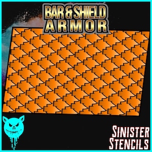 Airbrush Paint Stencil - Bar and Shield Armor HD Adhesive, Reusable Kit for Custom Paint Jobs