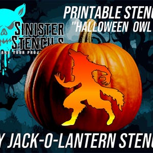 Instant Download Pumpkin Stencil: Printable &quot;Halloween Wolfman&quot; Jackolantern Stencil for Pumpkin Carving - Easy DIY Halloween Decor