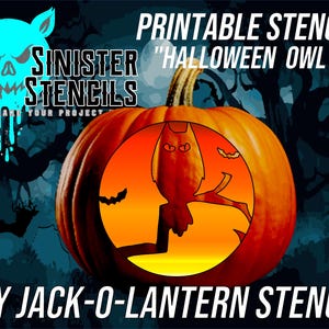 Instant Download Pumpkin Stencil: Printable &quot;Halloween Owl&quot; Jackolantern Stencil for Pumpkin Carving - Easy DIY Halloween Decor
