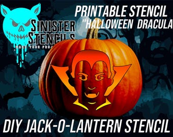 Plantilla para tallar calabazas de Drácula: Jack-O-Lantern de Halloween (Descarga digital)