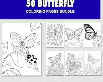 Butterfly Coloring Pages | 50 Floral Designs (Digital Download)
