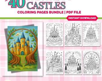 Livre de coloriage Château fantastique pour adultes | 40 pages imprimables (téléchargement numérique)