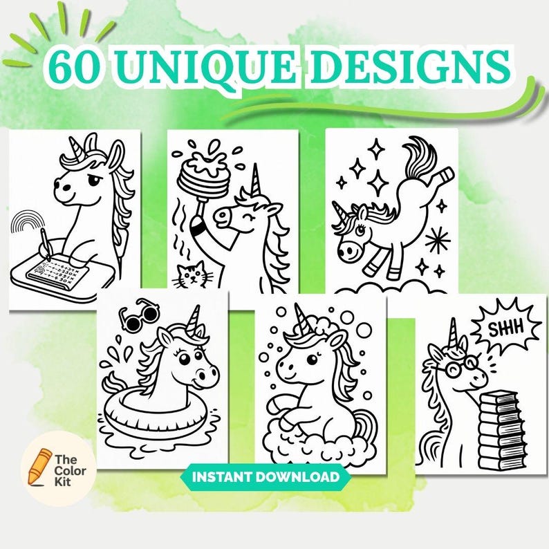 60 Funny Unicorn Coloring Pages for Kids (digital Download) - Etsy