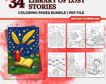 Libro para colorear de brujas / Biblioteca mágica de historias perdidas (PDF)