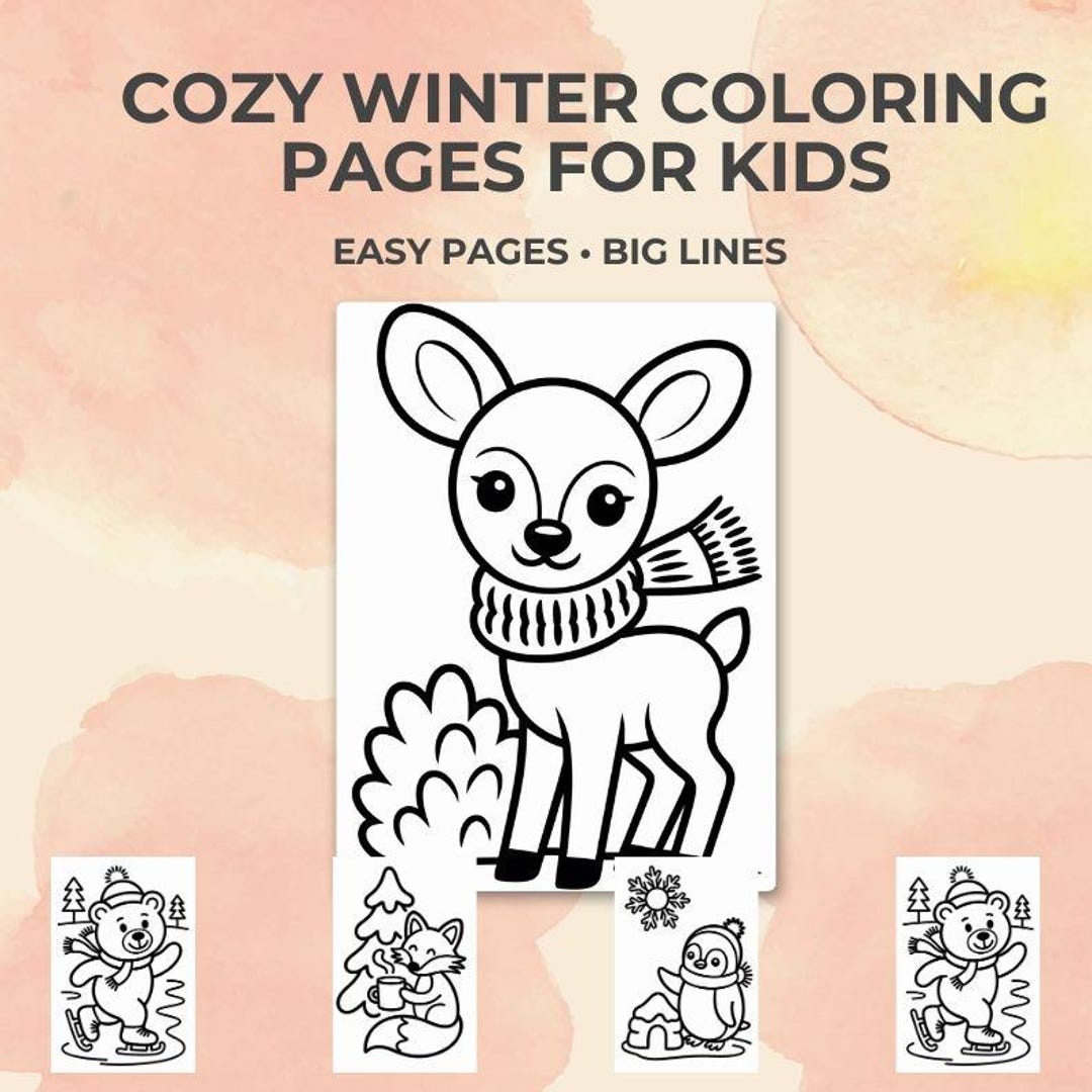 Cozy Winter Coloring Pages for Kids - Etsy