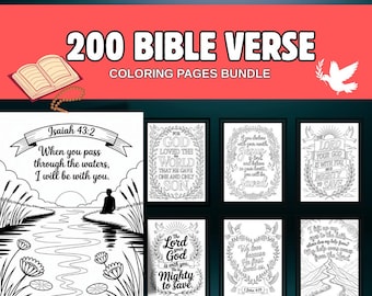 Pagine da colorare con versetti della Bibbia / 200 fogli di Scritture cristiane (download digitale)