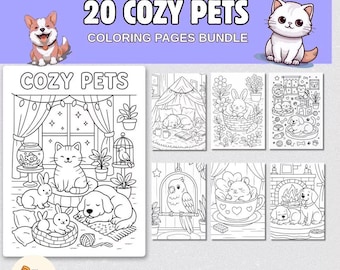 Cozy Pets Coloring Book | Hygge Style Printable (Digital Download)