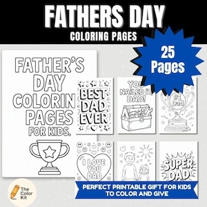 Páginas para colorear del Día del Padre para niños: más de 25 hojas de regalo imprimibles para papá / Alternativa divertida de tarjetas DIY