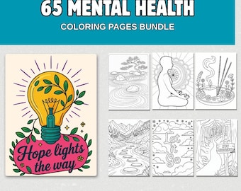 Mental Health Coloring Book | 65 Positive Affirmations (Digital Download)