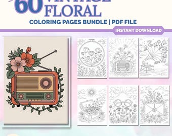 Livro de colorir floral vintage | 60 desenhos botânicos (PDF)
