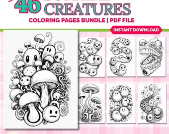 Whimsical Creatures Coloring Book for Adults | Fantasy Art (PDF Pattern)