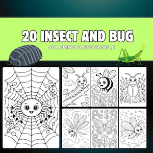 Insect & Bugs Coloring Pages for Kids, Bug Coloring Book, Printable Insects and Bugs Coloring Sheets, Cute Bug Coloring Pages