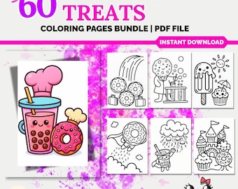 Kawaii Sweet Treats Coloring Pages | Cute Desserts & Candy | Printable Kids Activity Book | Pastel Anime Style