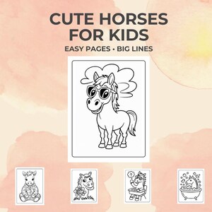 Horse Coloring Pages for Toddlers | 20 Printable Pages | Simple Bold Lines