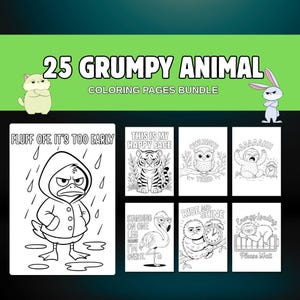 Målarbilder med griniga djur | Fräcka sengångare och udda varelser (digital nedladdning PDF)