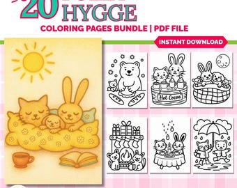 Fuzzy Hygge Coloring Book: 20 Cozy Pages (PDF file)