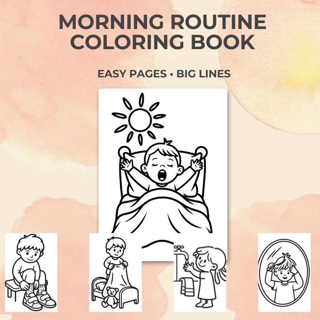 Morning Routine Color Picture Morning Routine Coloring Book - Etsy