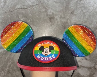 Rainbow Mickey Mouse Ear Hat | Etsy 