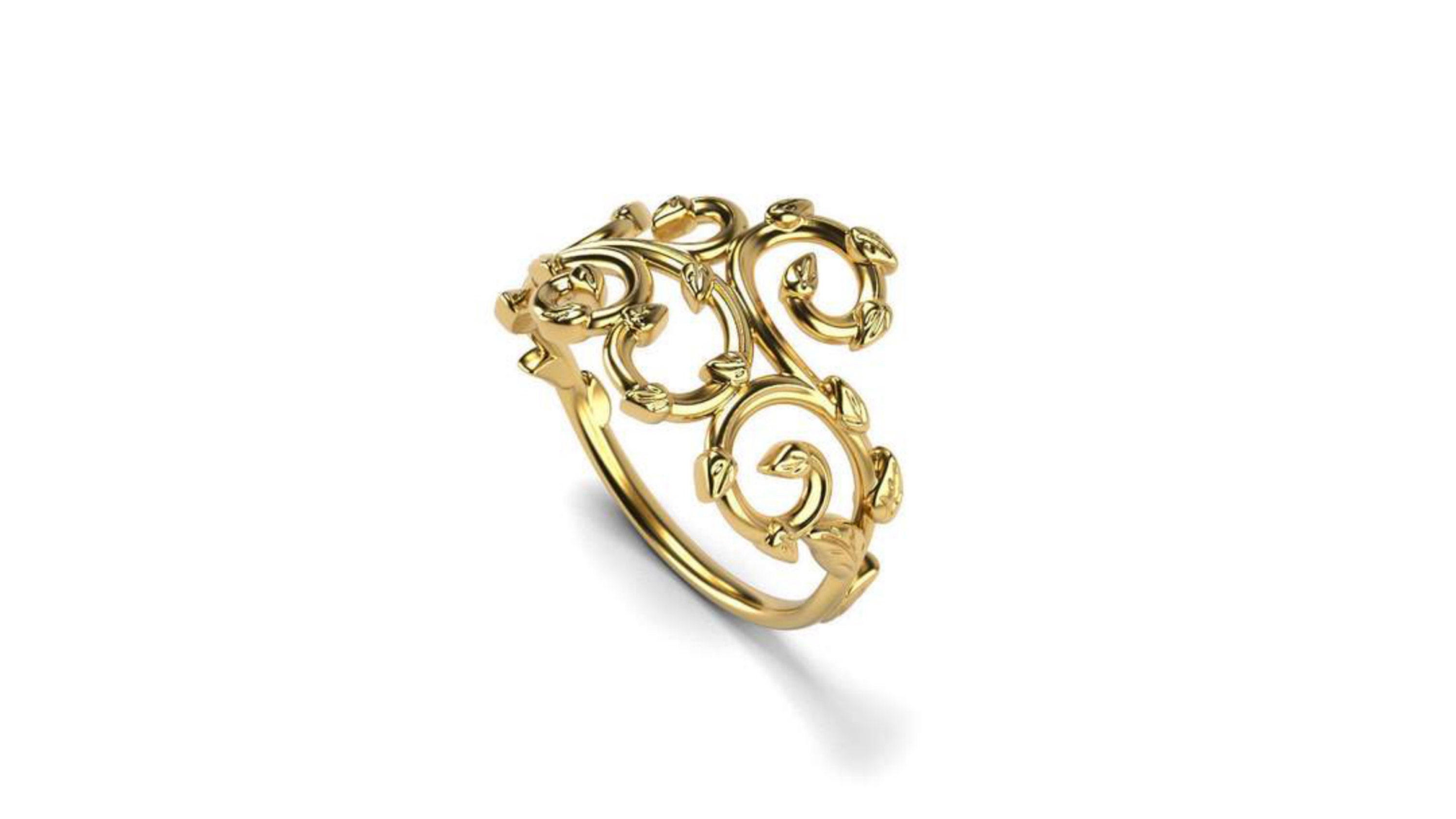 Gold Vine Ring Dainty Vine Ring Minimalist Flower Ring Gold Etsy UK