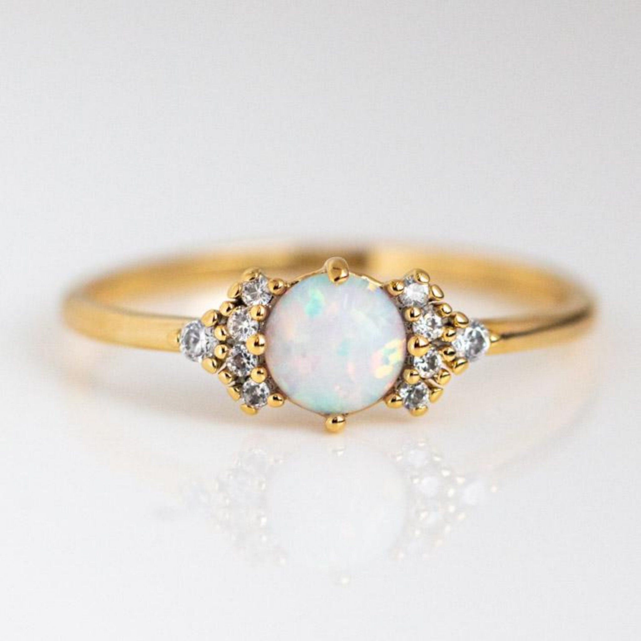 Vintage Opal Ring Natural Opal Anniversary Ring October - Etsy