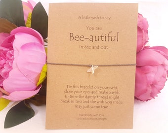 Wunscharmband, Sie sind innen und außen Bienenautiful, Achtsamkeitsgeschenk, Geschenk für psychische Gesundheit, Bienenchtelarmband, du bist ein schönes Geschenk