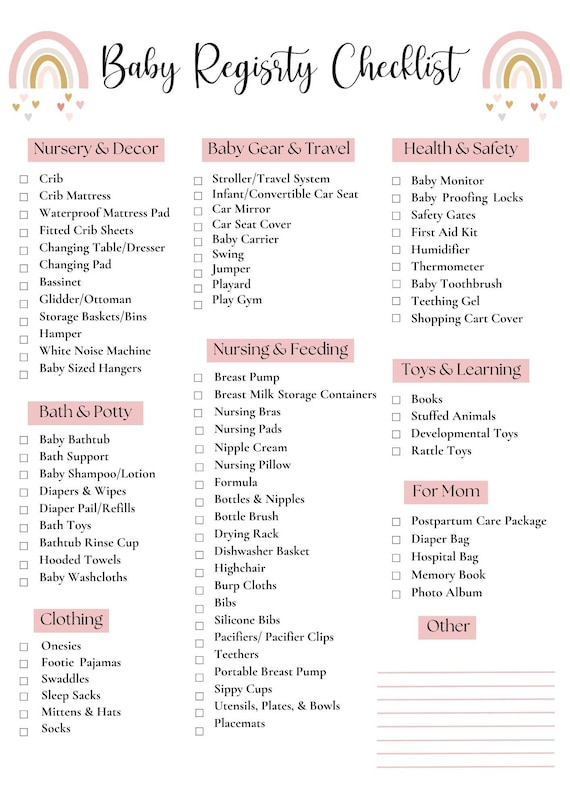 Baby Registry Checklist, Baby Checklist, Baby Registry, Baby Infant Checklist, Mom to be, New Mom Checklist, Baby Essentials, Newborn