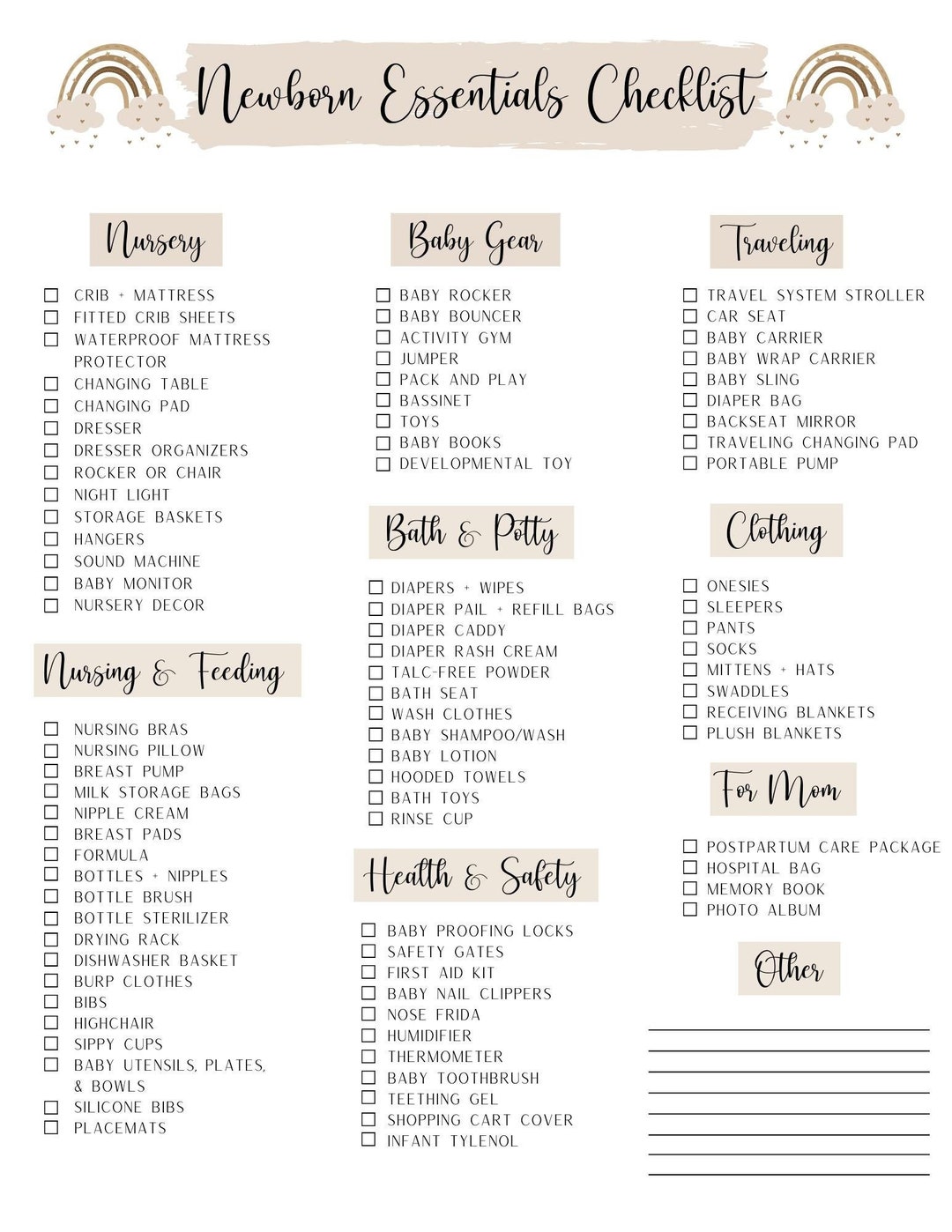 The Ultimate Checklist of Baby Essentials – Fancy Fluff