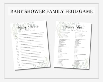 Baby Shower Familienfehde Spiel, druckbare Spiele, druckbare Babypartyspiel, bearbeitbare Familienfehde, Babypartyspiel, sofortiger Download, Baby