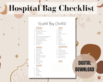 Hospital Bag Checklist Printable for Pregnant Women | Birth Bag Packing List | Labor & Delivery | Pregnancy Checklist | New Baby Checklist