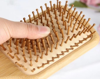 Bamboo Hair and Massage Brush With wooden pins