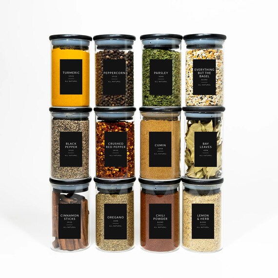 Spice Jars with Black Bamboo Lids