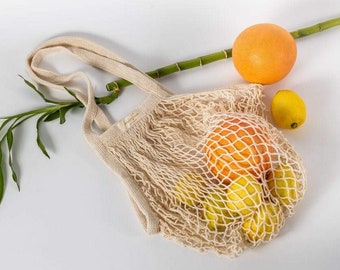 Organic Cotton Vintage Mesh Parisian Style Bag - Turtle Bag - Fruit Bag - Produce Bag