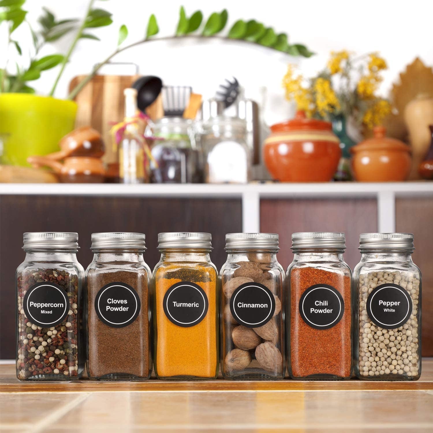 4 Oz. Glass Spice Jars With Bamboo Lid Eco Kitchen Collection Glass Spice  Jars Airtight 120ml Spice Jar 