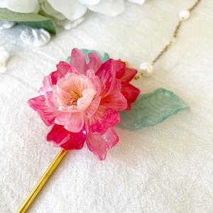 Flower Sakura Cherry Blossom Chinese Hair Pin With Long Beaded Tassel Hair Stick