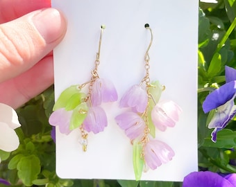 Handmade Wisteria Flower Earrings, Fairycore Cottagecore Jewelry