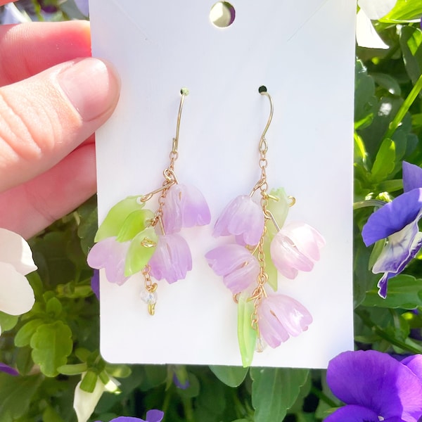 Wisteria flower earrings, Floral Earrings, Y2K style-inspired Earrings, Nature Inspired Fairy Earrings, cottagecore