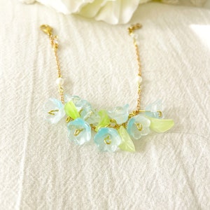 Blue Glass Flower Bracelet: Handmade Lily of the Valley Jewelry