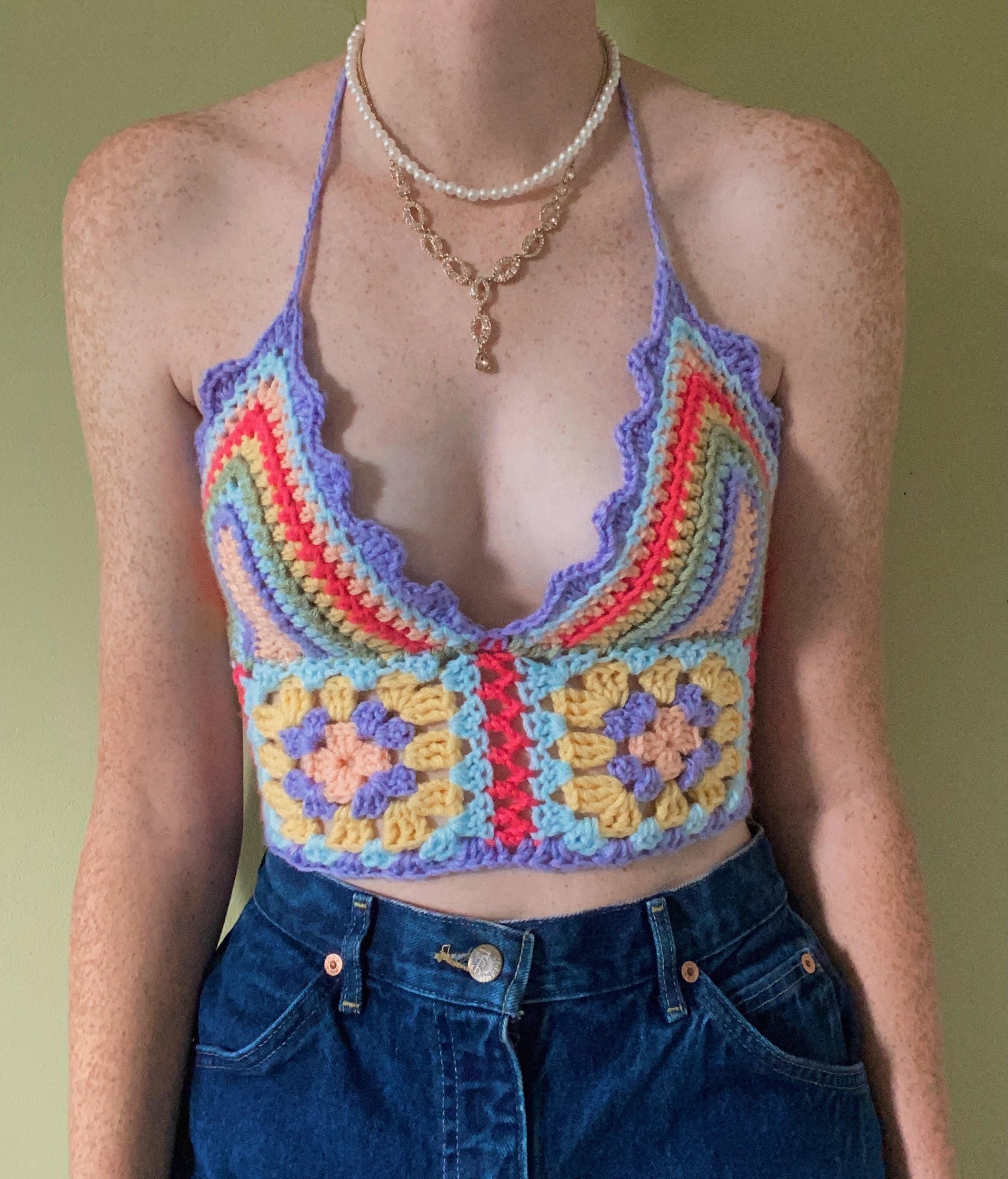Super Colorful Crochet Top - Etsy