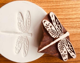 Dragonfly stamp for Ceramics, POTTERY STAMP, Woodblock, Clay, fabric, Pottery, journalling